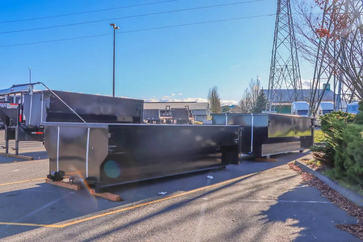 Roll-off dumpster ready for waste disposal at job site for Cleanout Dumpster Rental in Mebane